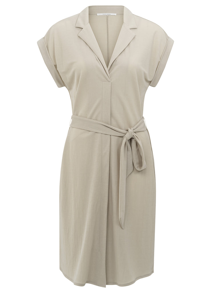 YAYA - Jersey Dress With Blouse Collar - Silver Lining Beige - Elizabeth Summer