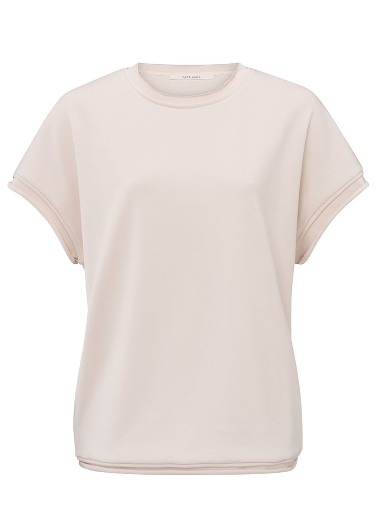 YAYA - Heavy Weight Top With Raw Edges - Light Pink - Elizabeth Summer