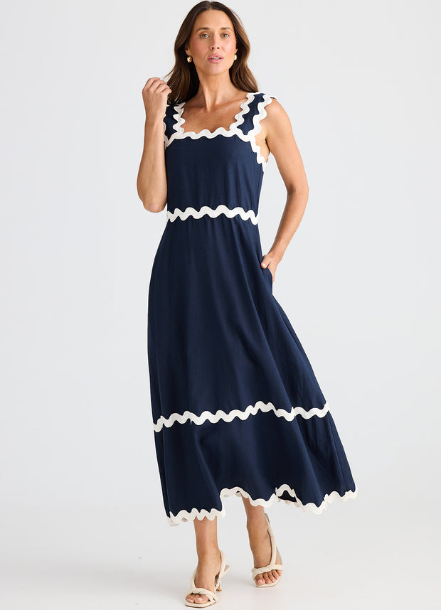 Brave & True - Marlo Dress - Navy & White