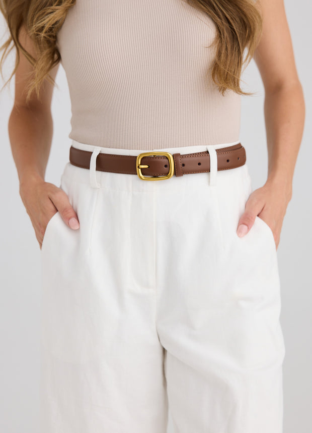 Holiday - Archer Leather Belt - Taupe