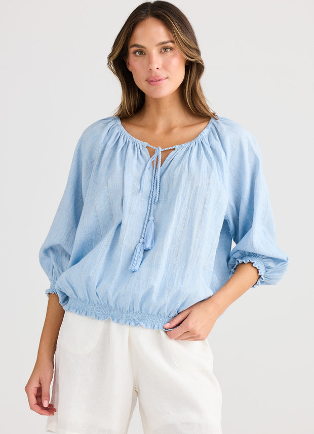 Holiday Australia - Seaside Top - Blue Self Stripe