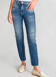 Le Temps Des Cerises - Jeans - 400/17 mom Quers high waist 7/8th destroy blue N°3