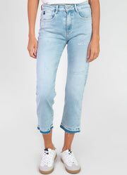 Le Temps Des Cerises - Jeans - 400/17 Mom Valy high waist 7/8th destroy blue N°5