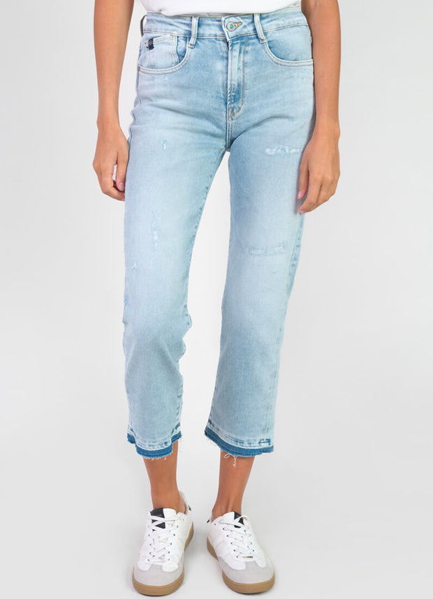 Le Temps Des Cerises - Jeans - 400/17 Mom Valy high waist 7/8th destroy blue N°5