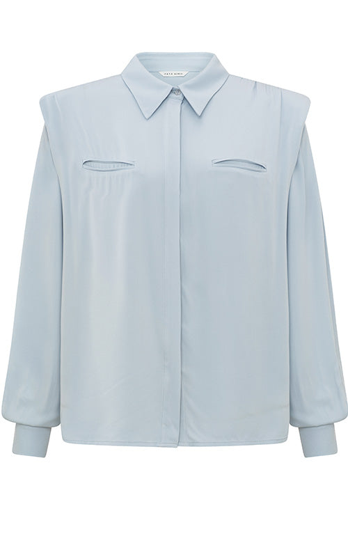 YAYA - Shirt - Blouse with Padded Shoulders - Ice Blue