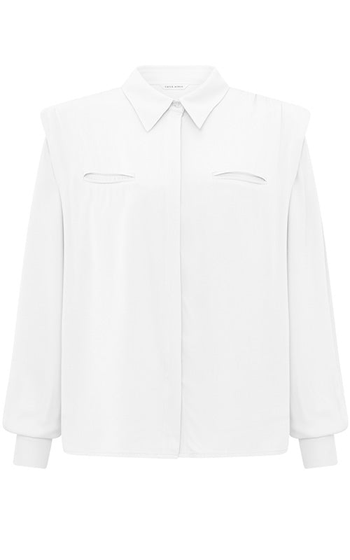 YAYA - Shirt - Blouse with Padded Shoulders - Pure White