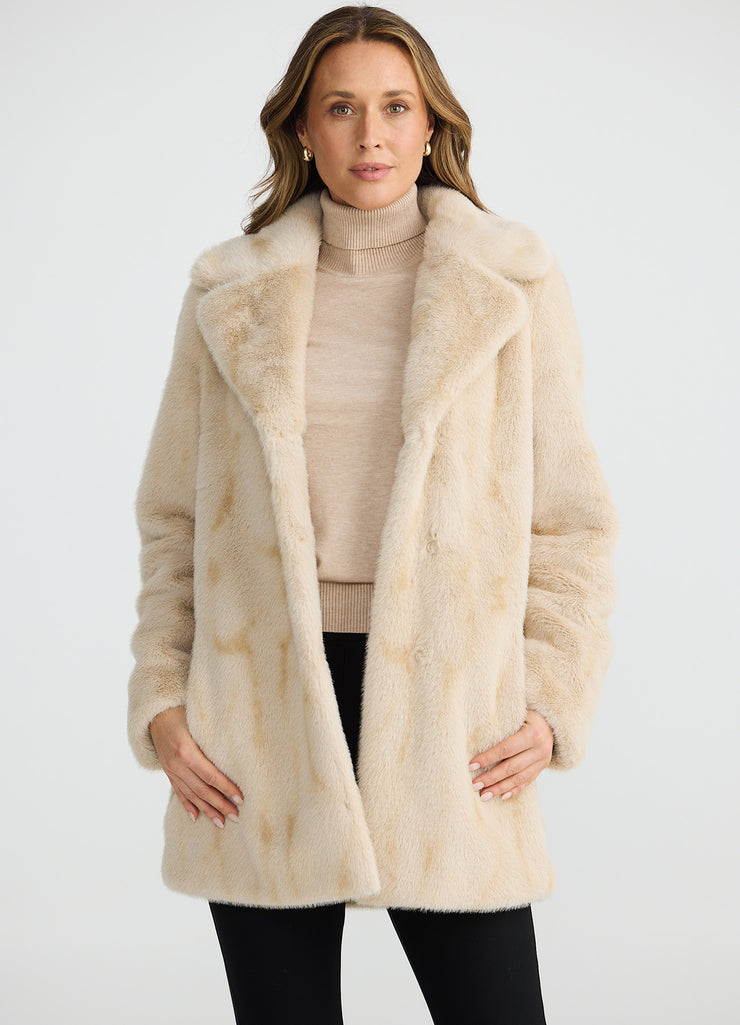 Brave & True - Nadia Fur Coat - Textured Latte - Elizabeth Summer