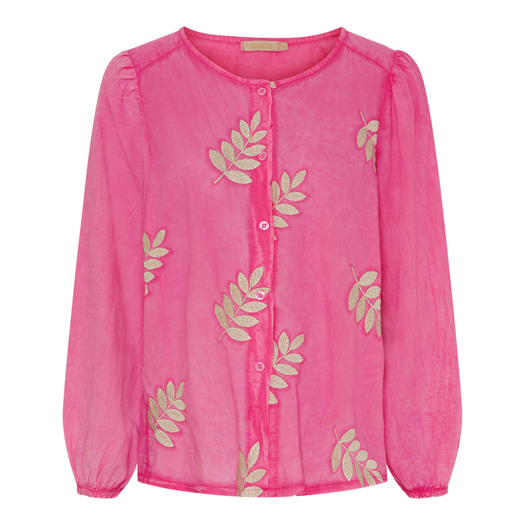 Marta - Shirt - Embroidery Fuxia