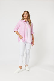 Threadz - Skyler Stripe Shirt - Pink White - Elizabeth Summer