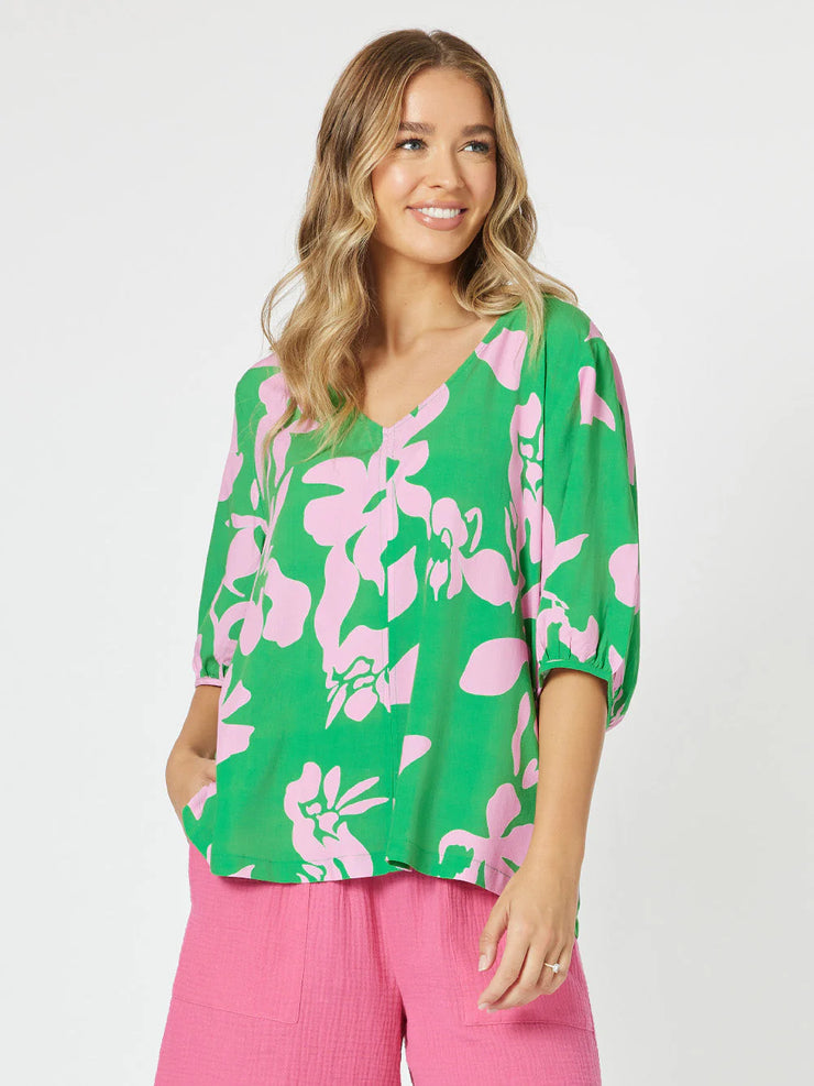 Threadz - Spring V Neck Tunic - Emerald