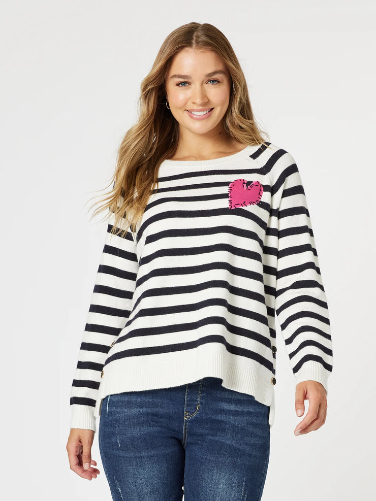Threadz - Love Me Stripe Knit Top - Navy/White - Elizabeth Summer
