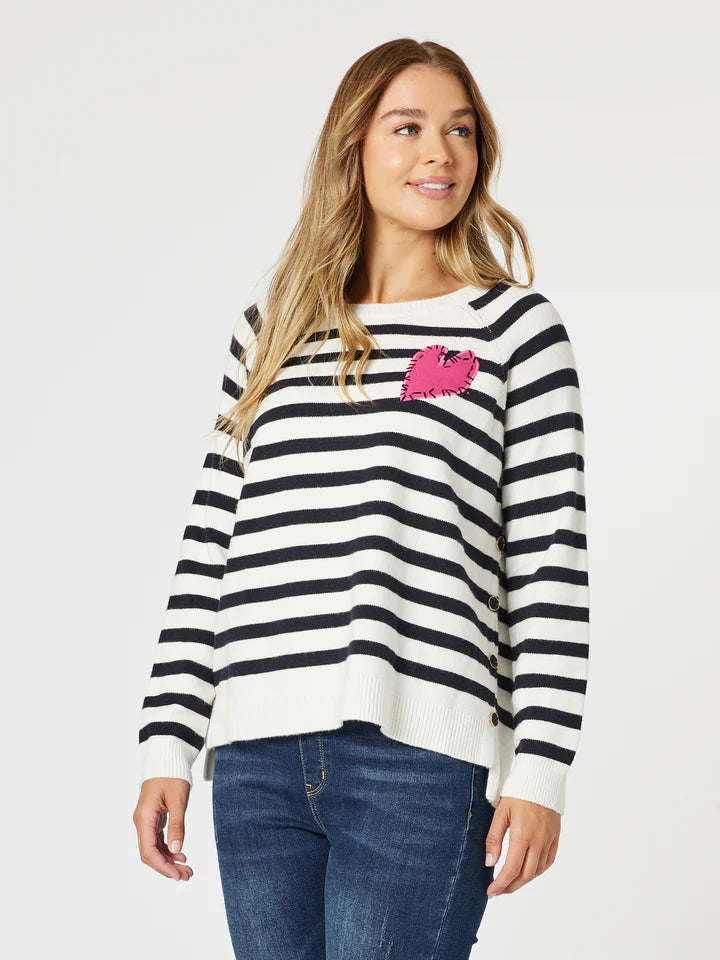 Threadz - Love Me Stripe Knit Top - Navy/White - Elizabeth Summer