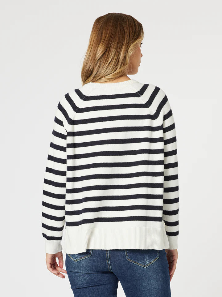 Threadz - Love Me Stripe Knit Top - Navy/White - Elizabeth Summer