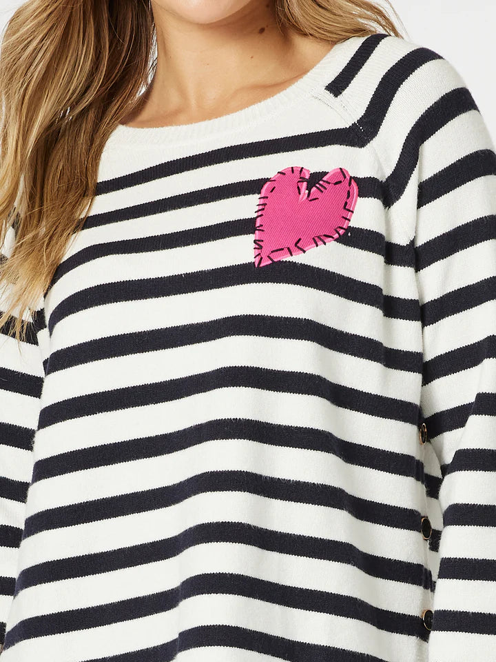Threadz - Love Me Stripe Knit Top - Navy/White - Elizabeth Summer