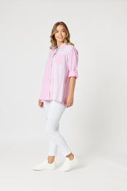 Threadz - Skyler Stripe Shirt - Pink White - Elizabeth Summer