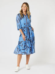 Gordon Smith - Peninsula Floral Button Dress - Blue