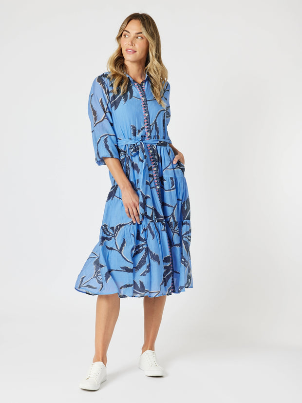 Gordon Smith - Peninsula Floral Button Dress - Blue