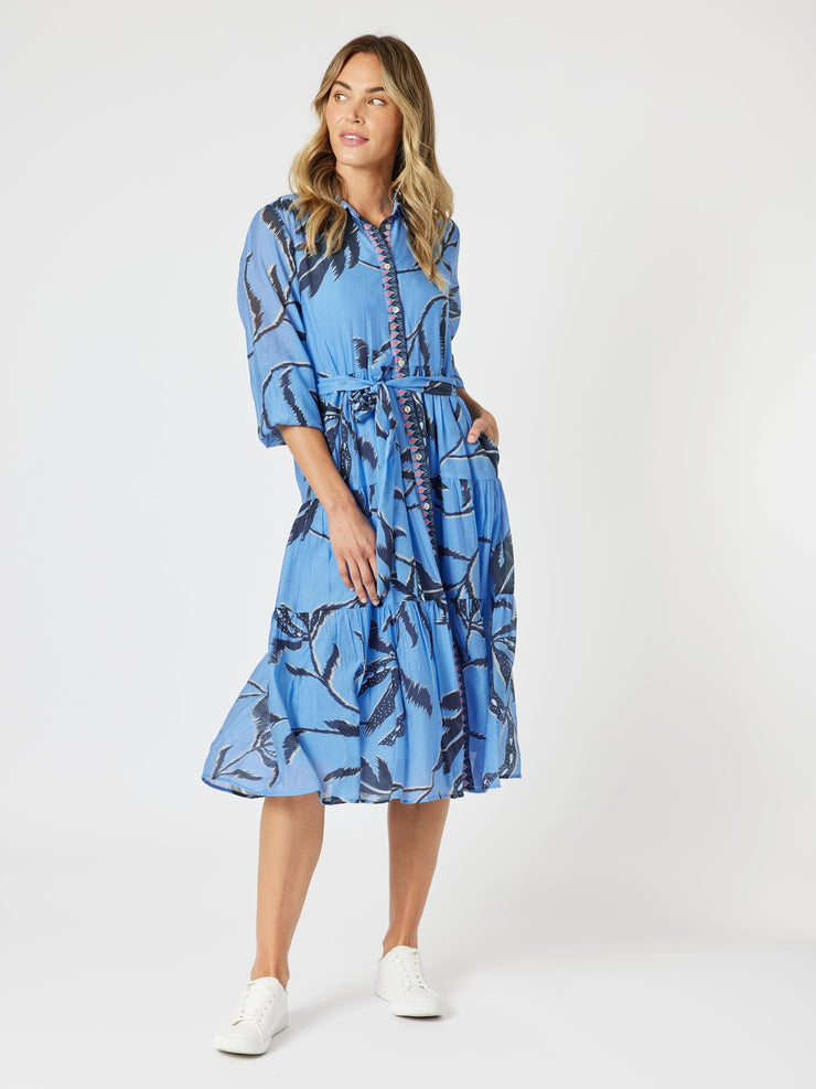 Gordon Smith - Peninsula Floral Button Dress - Blue