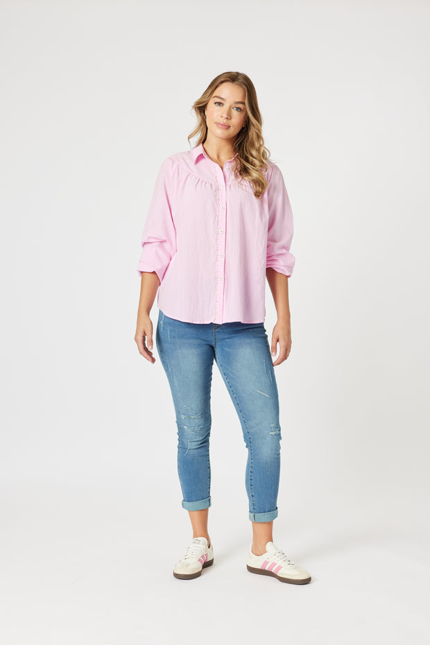 Threadz - Crayon Stitch Shirt - Pink - Elizabeth Summer