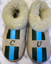 Natural Adult Slippers: Personalised Monogram with Stripes - Elizabeth Summer