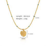 Tarnish Free  - Chain with green and delicious monster leaf necklace