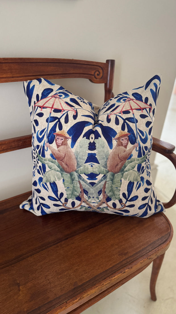Cushion - Blue Monkey - Elizabeth Summer