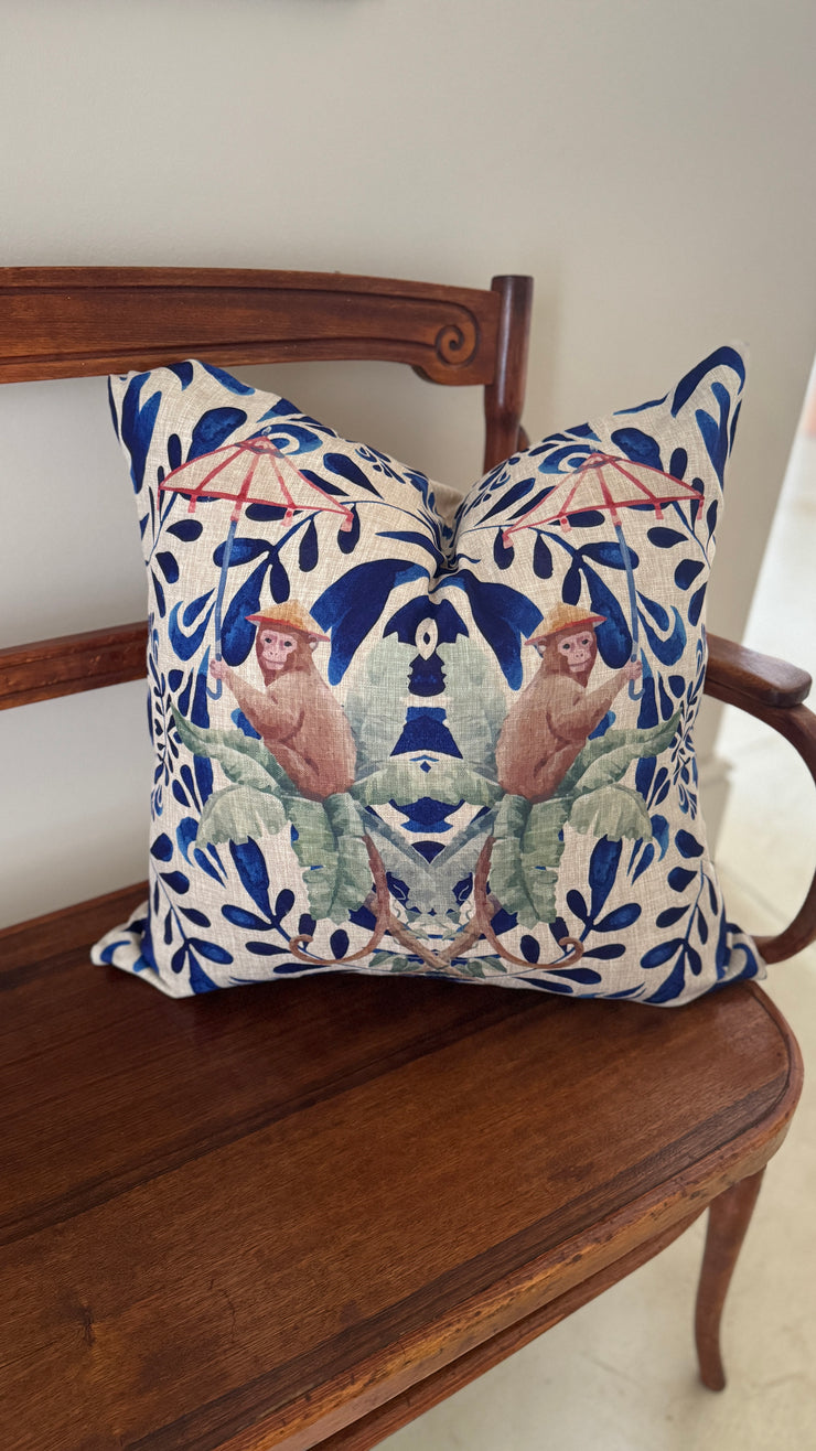 Cushion - Blue Monkey - Elizabeth Summer