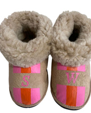 Natural Adult Slippers: Personalised Monogram with Stripes - Elizabeth Summer