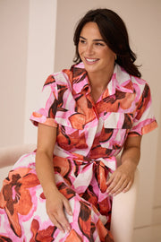 Brave & True - Rossellini Short Sleeve Dress - Azalea