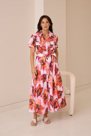 Brave & True - Rossellini Short Sleeve Dress - Azalea