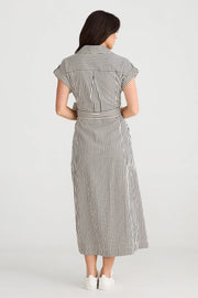 Brave & True - Portia Dress - White with Black Stripe