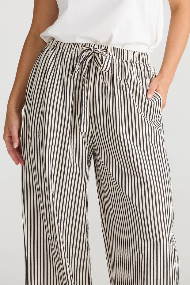 Brave & True - Portia Pants - White with black stripe