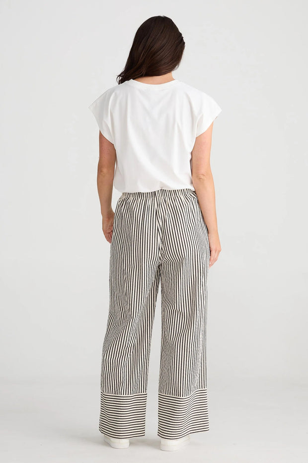 Brave & True - Portia Pants - White with black stripe