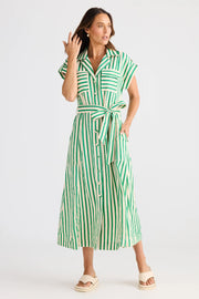 Brave & True - Portia Dress - Jade Stripe