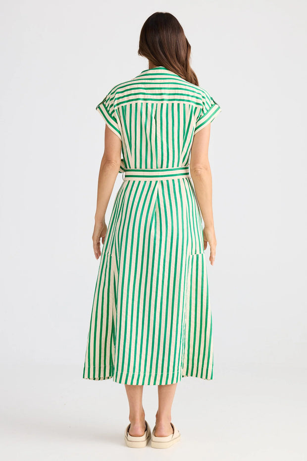 Brave & True - Portia Dress - Jade Stripe