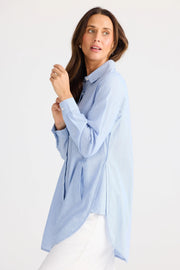 Brave & True - Ava Shirt - Blue Pinstripe