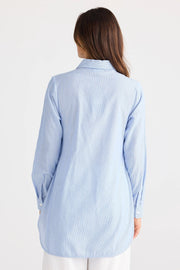 Brave & True - Ava Shirt - Blue Pinstripe