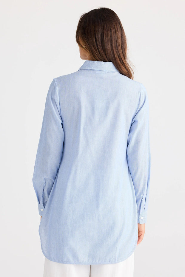 Brave & True - Ava Shirt - Blue Pinstripe
