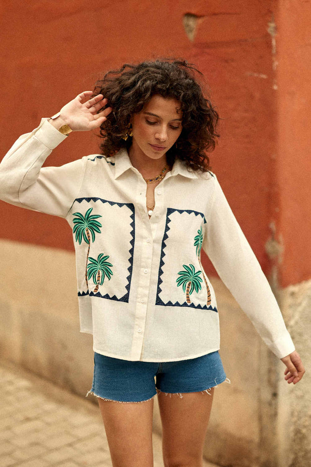 La Petite Etoille - Shirt - Palms Ecru