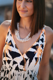 Isla Bonita - Long Dress - Black and white with Lumo Orange