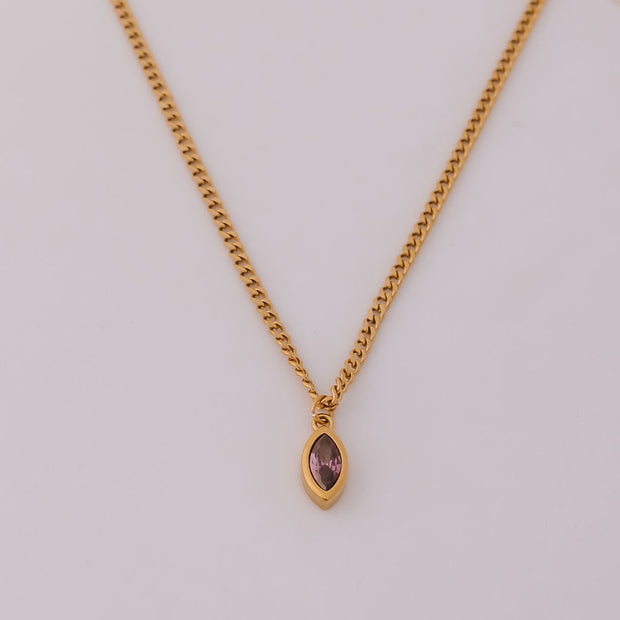 Tarnish Free Necklace - Chain with purple coloured jewel - Elizabeth Summer