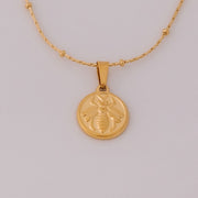 Tarnish Free Necklace - Bee Disc - Elizabeth Summer