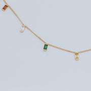 Tarnish Free Necklace - Colourful Stones Rectangular - Elizabeth Summer