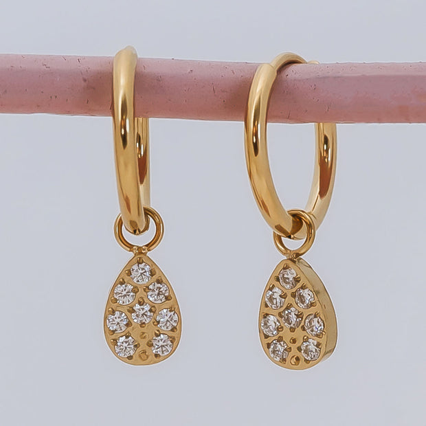 Tarnish Free Earrings - Hoops with Diamante Tear drop - Elizabeth Summer