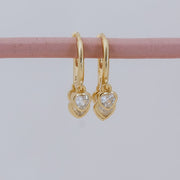 Tarnish Free Earrings - Hoops with small jewelled hearts - Elizabeth Summer