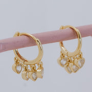 Tarnish Free Earrings - Hoops with small jewelled hearts - Elizabeth Summer