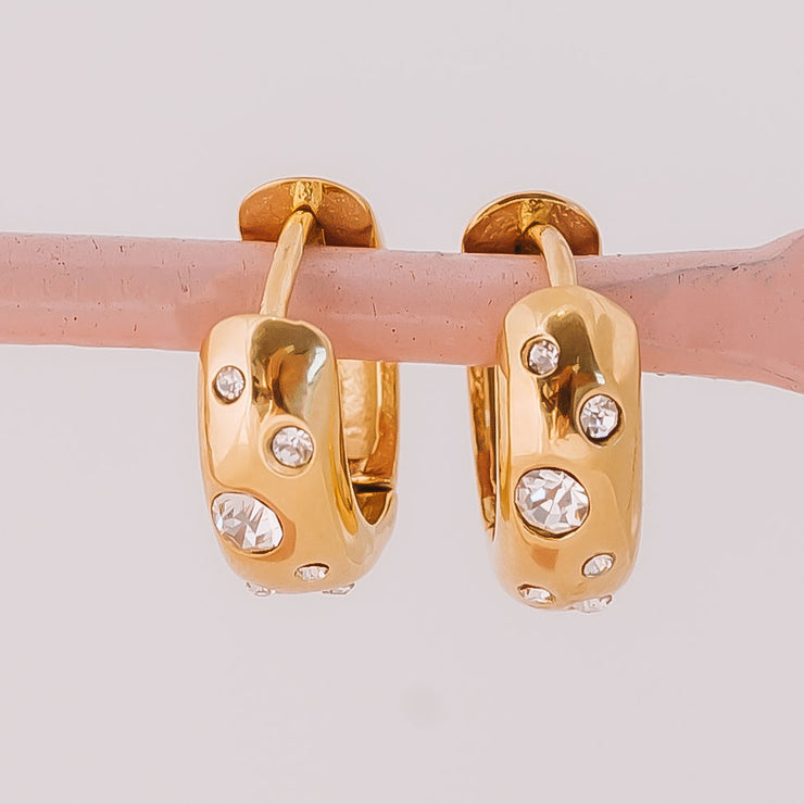 Tarnish Free Earrings - Chunky hoops with diamantes - Elizabeth Summer