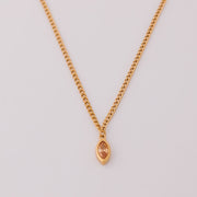 Tarnish Free Necklace - Chain with amber coloured jewel - Elizabeth Summer