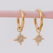 Tarnish Free Earrings - Hoops with Diamante Star - Elizabeth Summer