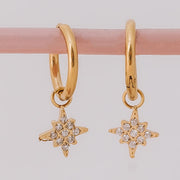 Tarnish Free Earrings - Hoops with Diamante Star - Elizabeth Summer